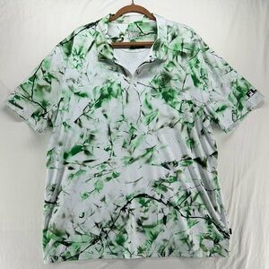 Malbon x Futura Poly Performance Polo Shirt Green Black Abstract Camo Mens 2XL
